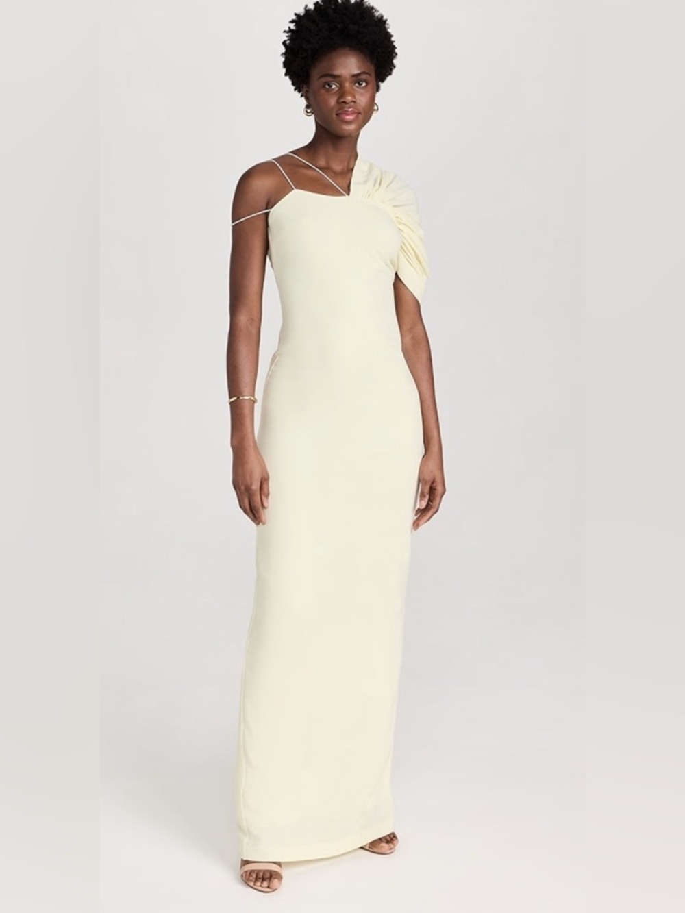 ORIRE Honey Column One-Shoulder Cream Dress